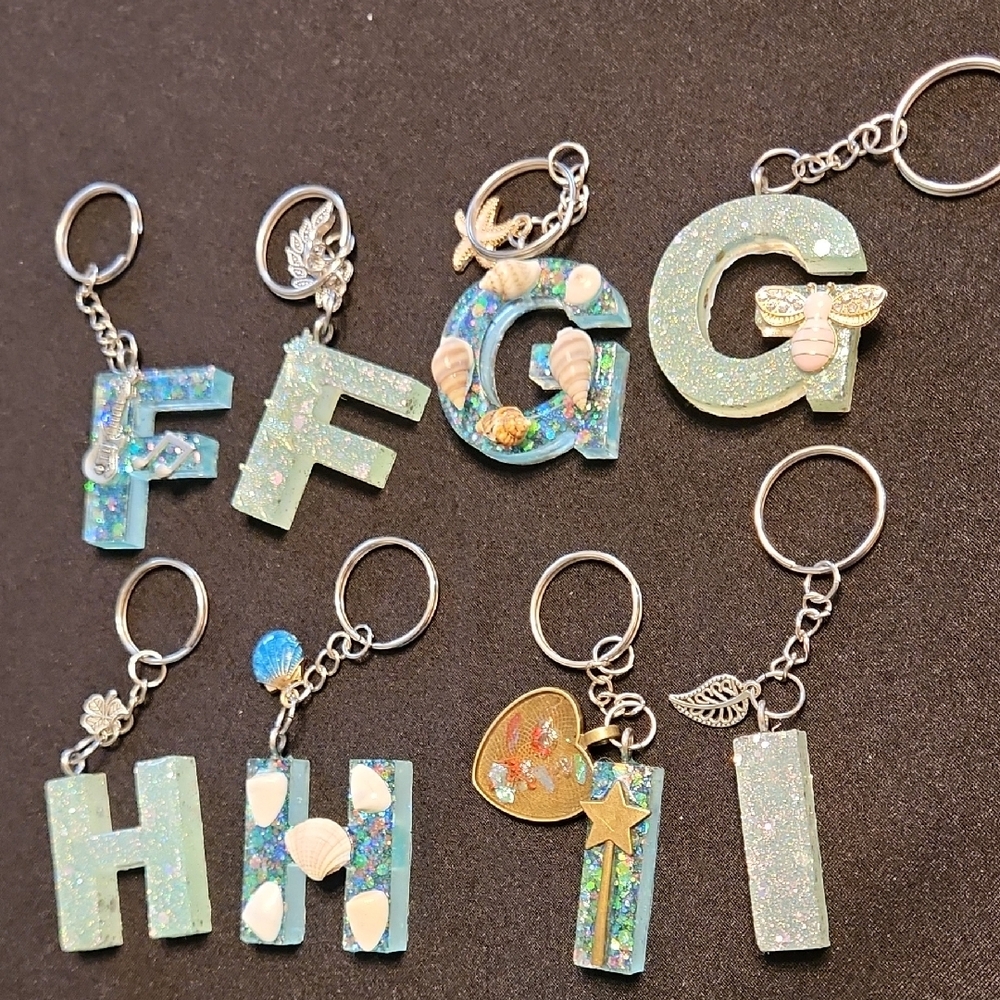 Glittery Alphabet Keychains with Charms